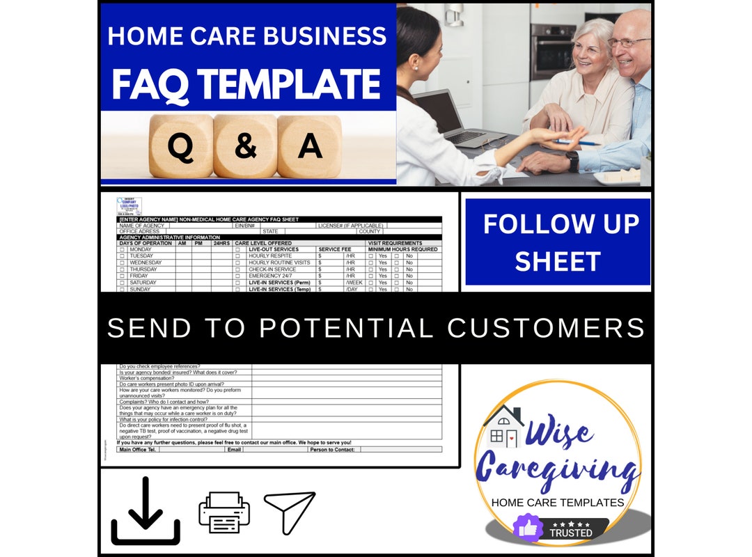 Home Care Business FAQ Sheet Template for Clients in Unregulated States ...
