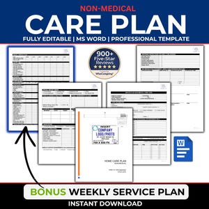 Home Care Plan Template: Client Service Agreement | Editable Non-Medical Agency Template | MS Word | Printable