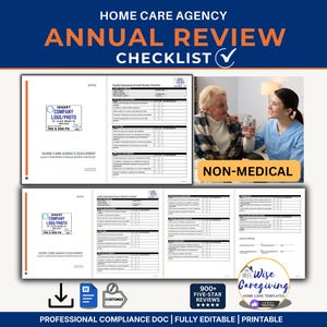 Home Care Annual Checklist Template: Agency Quality Assurance | MS Word Document, Fully Editable & Printable