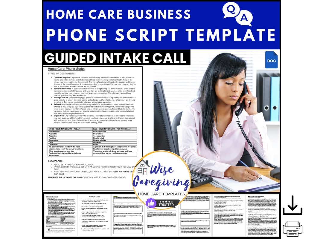 Home Care Call Script Template, Incoming Calls From Potential Clients ...