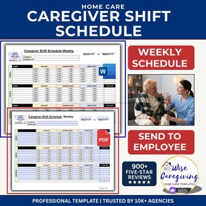 Caregiver Weekly Schedule Template | Home Care Staffing Planner (MS Word & Fillable PDF)
