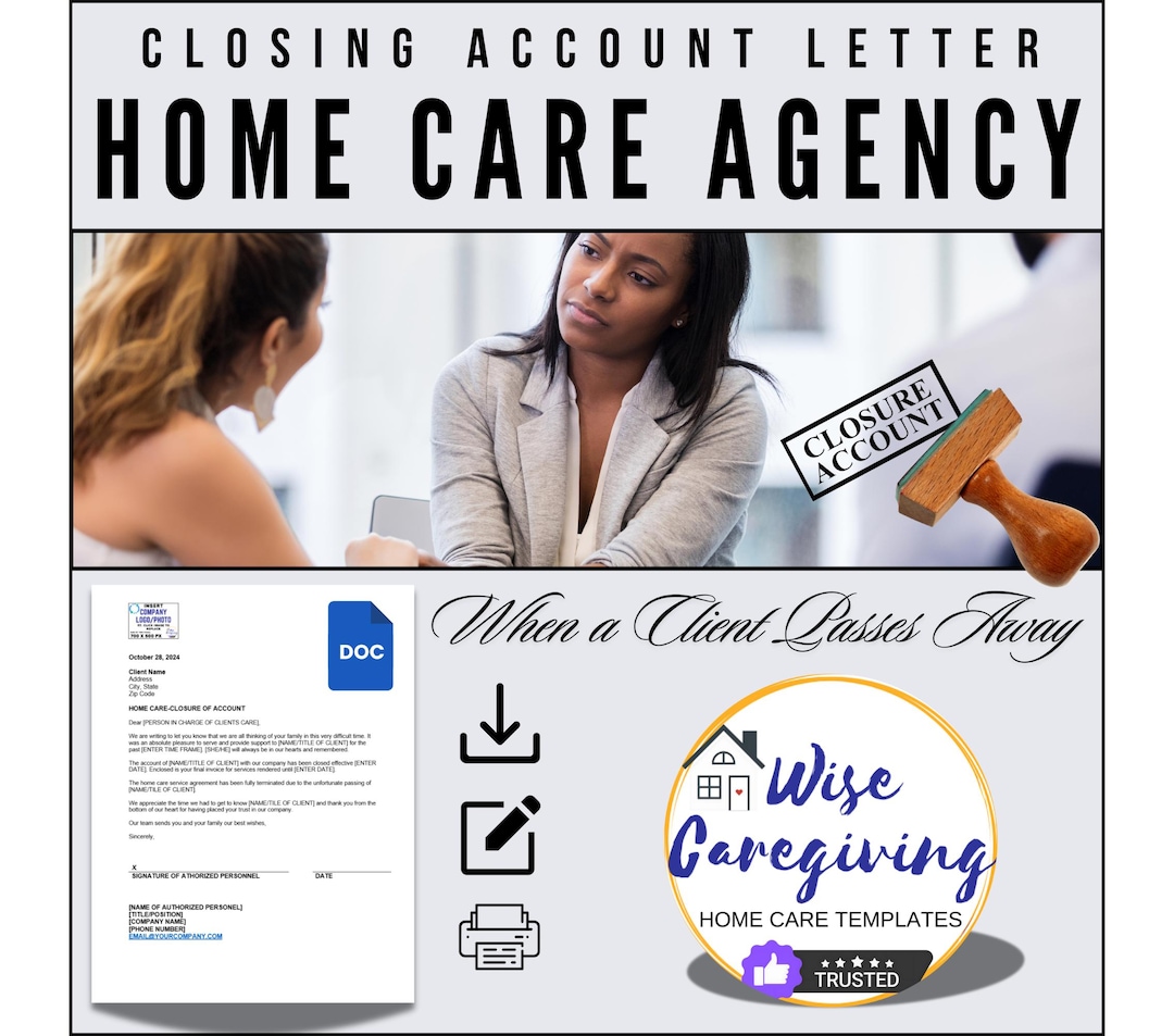 Account Closure Letter Template for Home Care Agency, Formal ...