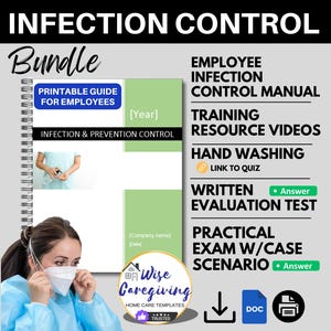 Infection Control Manual Template for Employees, Home Care Agency, Personal Care Worker, Practical Skills Evaluation, Written Exam, Videos