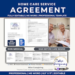 Home Care Agency Service Agreement Template: Editable MS Word | Printable