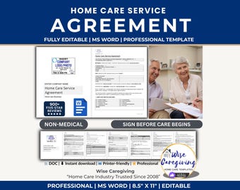 Home Care Agency Service Agreement Template: Editable MS Word | Printable