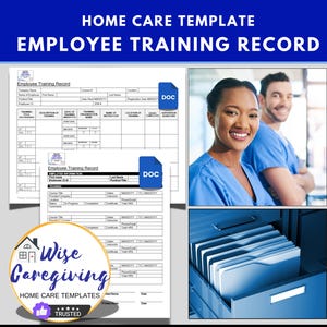 Home Care Employee Training Record Template Pack, Personal Care Agency Form, Non Medical Caregiver Trainee Forms, LOGO, Editable, Printable