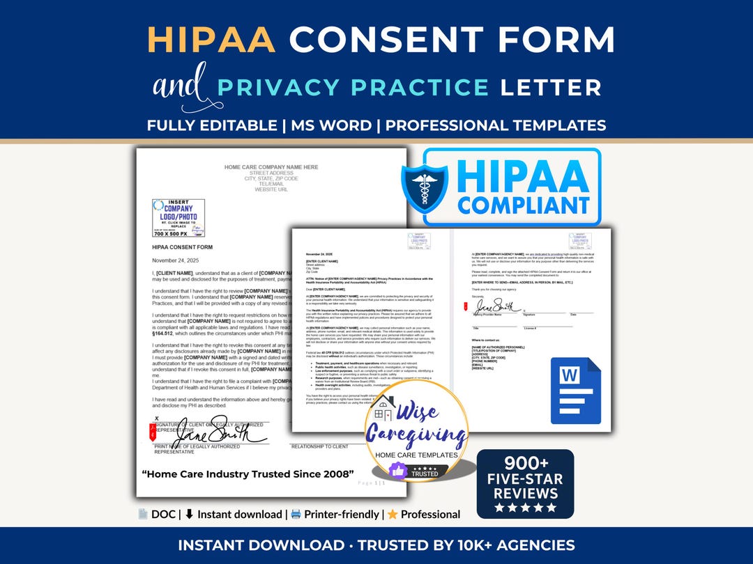 HIPAA Client Consent Form & Notice of Privacy Practice, Non Medical ...