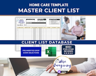 Home Care Client List Excel Template: Non-Medical Services | Instant Download