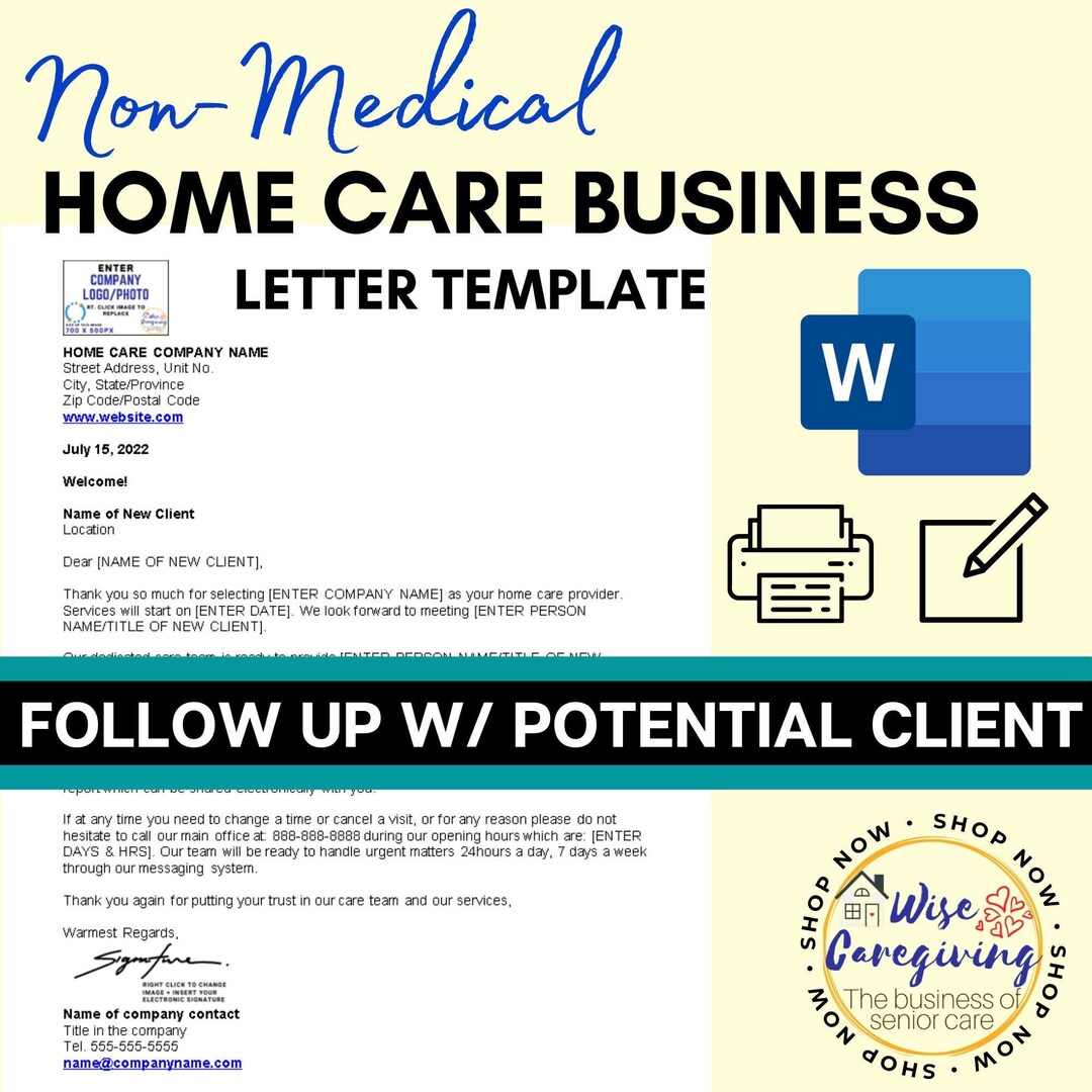 Home Care Follow up Letter for Potential Clients Conversation - Etsy