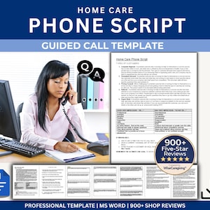 Home Care Call Script Template: Agency Client Intake Phone Guide | MS Word Document | Printable