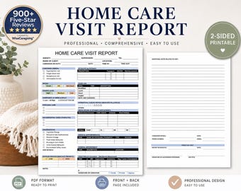 Home Care Visit Report Template: Editable Client ADLs, Vitals (Fillable Word Version, Printable)
