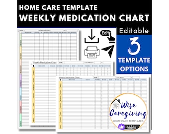 Weekly Medication Chart Templates: Home Care Tracker (MS Word)