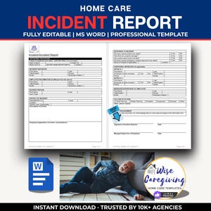 Incident Report Form: Non-Medical Home Care Business | Accident Reporting Template | Editable Word Document