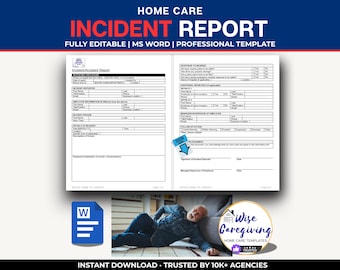 Incident Report Form: Non-Medical Home Care Business | Accident Reporting Template | Editable Word Document