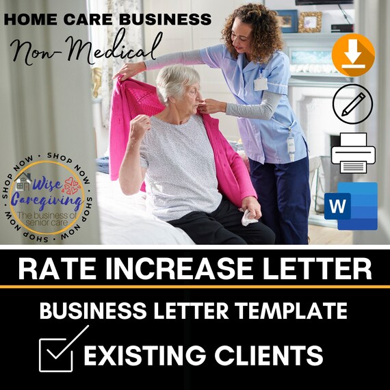 Rate Increase Letter Home Care Template Service Fee Etsy