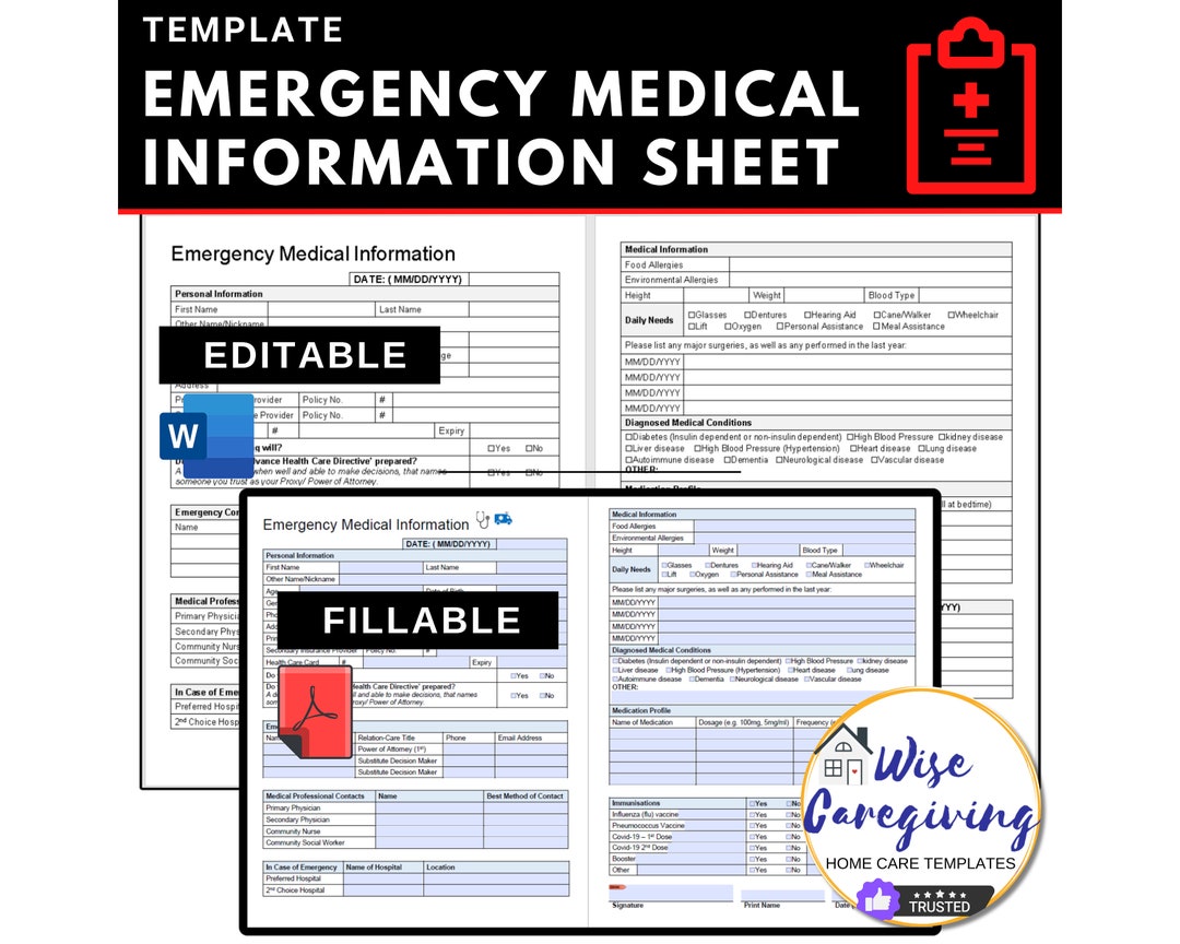 Emergency Medical Information Template Client Profile Primary Emergency Medical Information Template Client Profile Primary