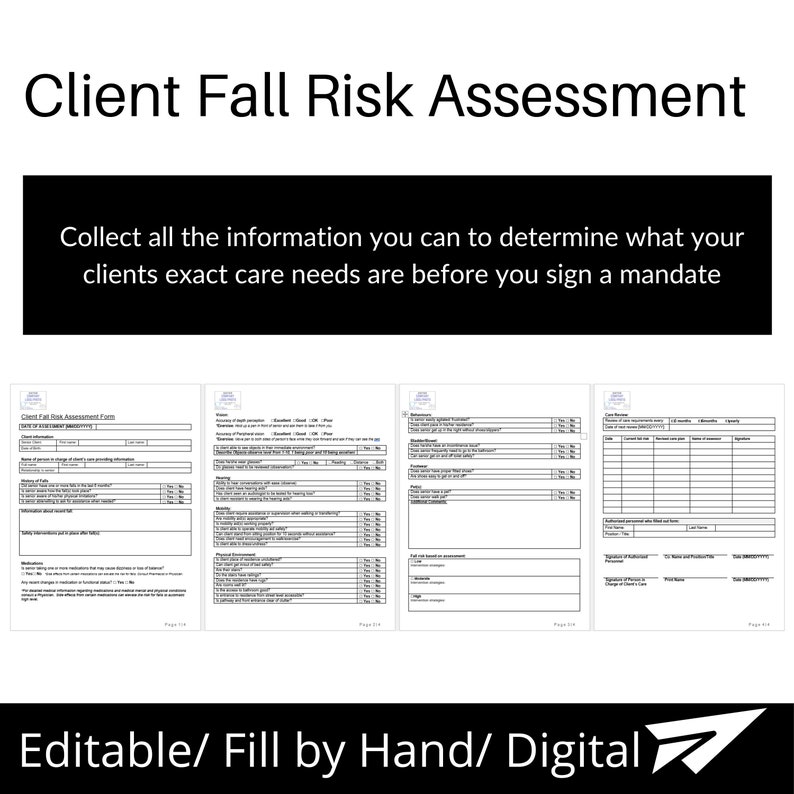 Fall risk assessment form template-home care business