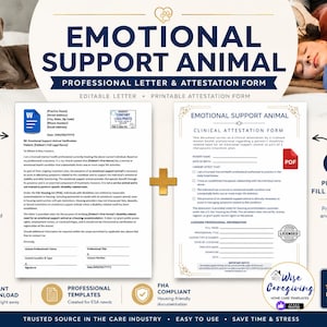 Editable ESA Letter and Certificate Template: Professional Clinical Documents, MS Word and PDF Printable