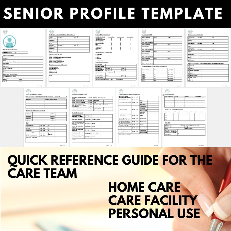 Senior Profile Template Client Information File Home Care Etsy Australia