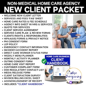 Home Care Provider Client Packet, Professional Editable Templates, Personal Care Agency Clientele Forms, Compliance Documents, Insert LOGO