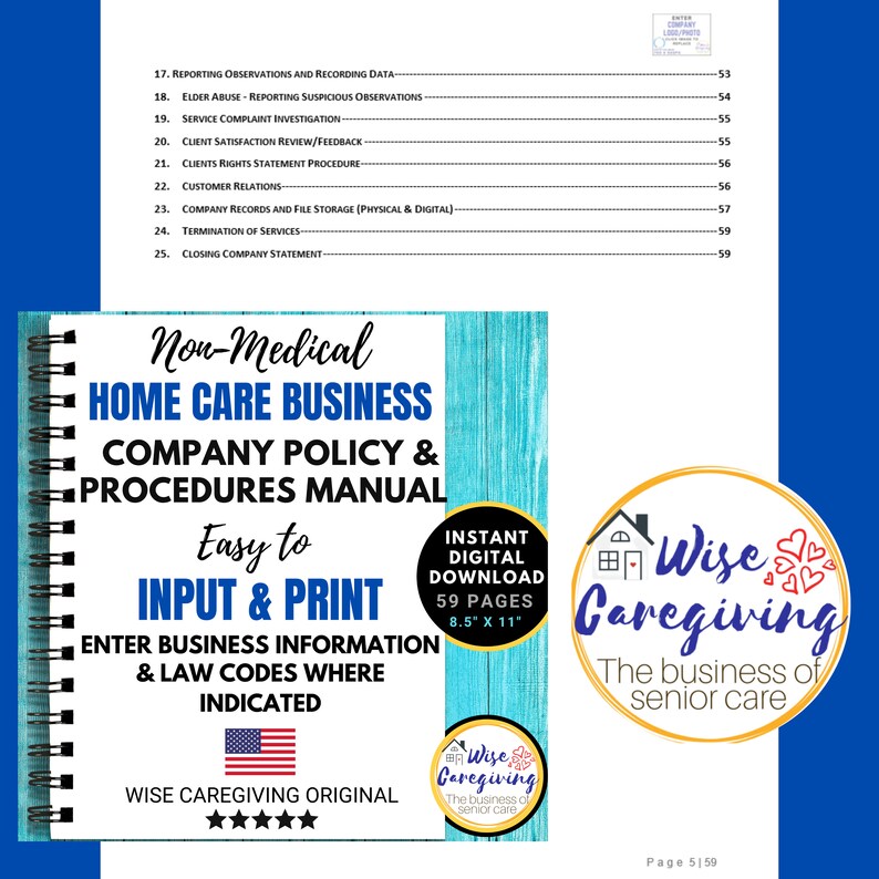 Personal Care Policy and Procedure Manual Template Specific Etsy