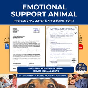 Editable ESA Letter Template: Emotional Support Animal, Housing & Travel, Printable MS Word + PDF
