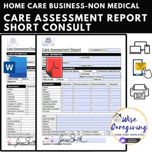 Client Care Assessment, Home Care Evaluation, Caregiver Checklist, Personal Care Agency Form, Caregiving Template, Insert LOGO, Editable