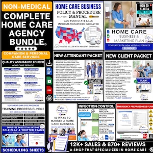 Home Care Agency Start Up Pack, Policy & Procedure Manuals, Non-Medical Documents Templates, Client and Employee Forms, MS Word, Editable