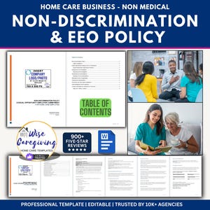 Home Care Non-Discrimination Policy Template: US Professional Compliant Document | MS Word |Editable |  Printable