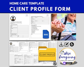 Home Care Senior Client Profile Template: Non-Medical Services | Editable MS Word Document