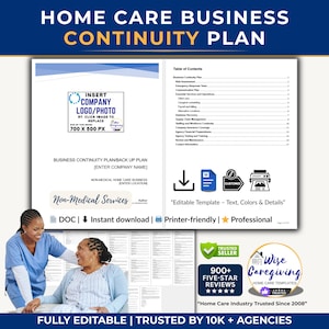 Home Care Business Continuity Plan: USA Emergency Procedures | MS Word Document | Editable | Printable