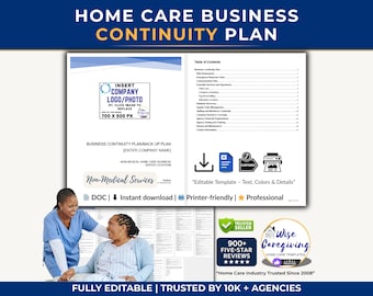 Home Care Business Continuity Plan: USA Emergency Procedures | MS Word Document | Editable | Printable