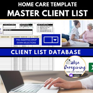 Home Care Client List Spreadsheet Template, Agency Customer List with Authorized Contacts, Track Current Customers, Excel Template