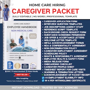 Non Medical Home Care Employee Welcome Folder | Compliance Forms for your Caregiver Onboarding