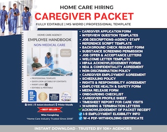 Non Medical Home Care Employee Welcome Folder | Compliance Forms for your Caregiver Onboarding