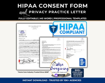 HIPAA Home Care Templates: Client Consent, Privacy Practices (MS Word)