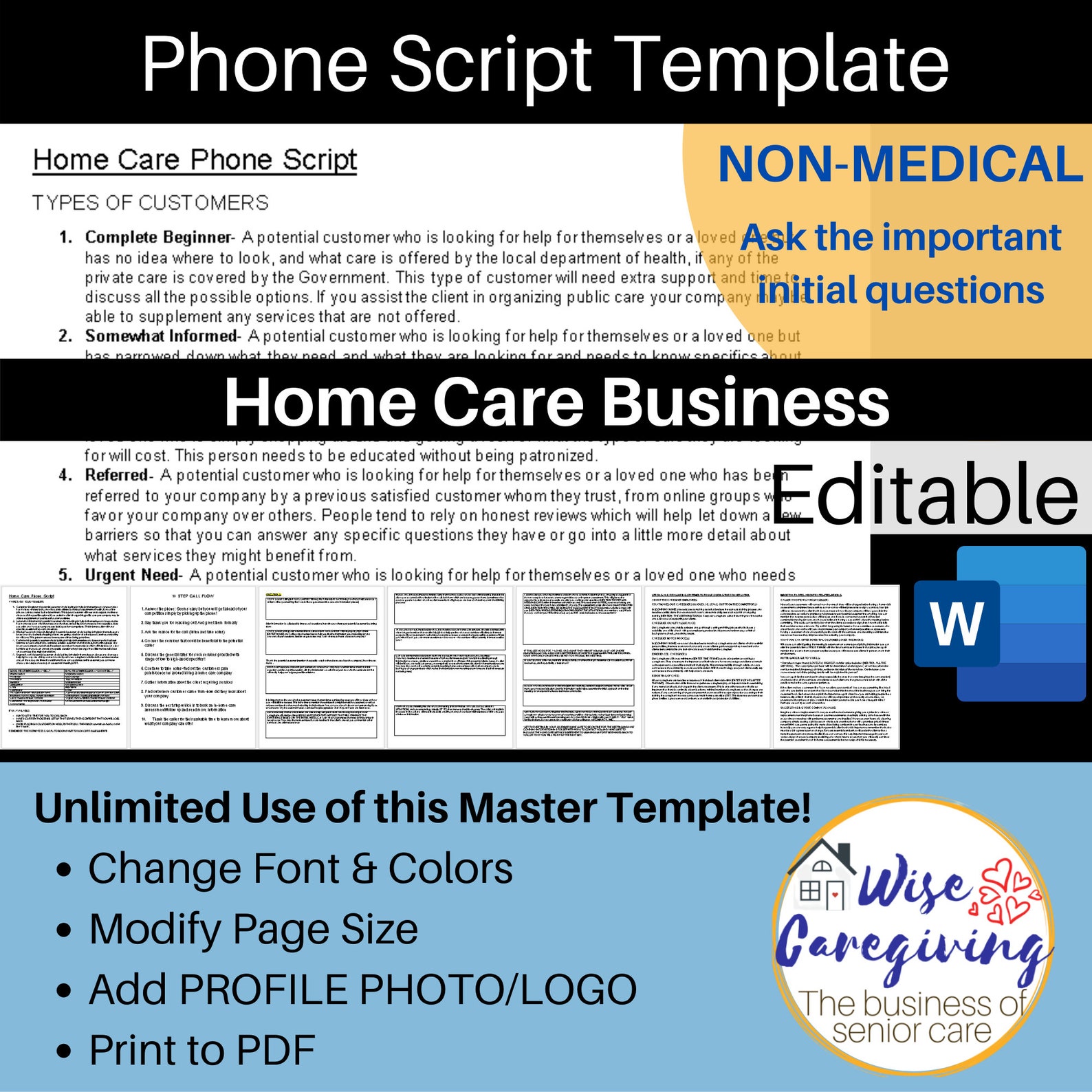 Home Care Call Script Template Calls From (Download Now) Etsy