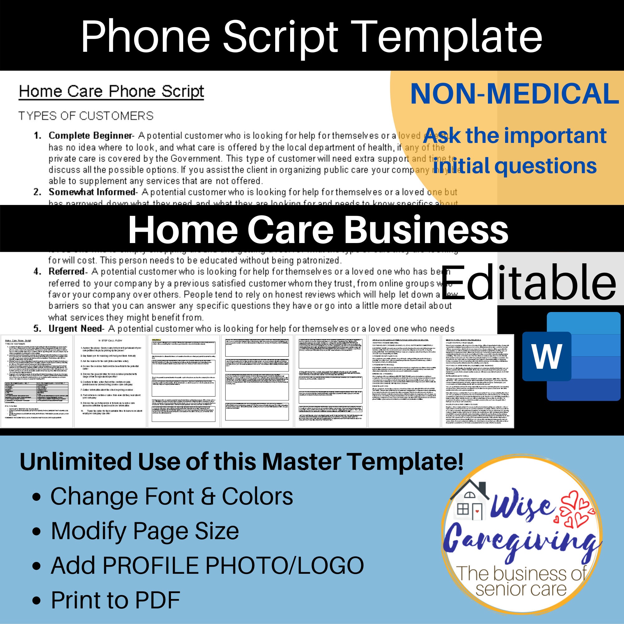 Home Care Call Script Template Incoming Calls From Potential - Etsy