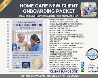 Home Care Client Intake Forms Packet, US Non-Medical Agency Templates | MS Word & Excel Documents