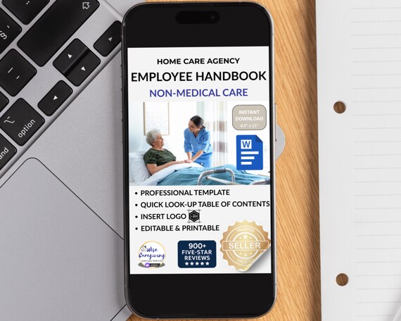 Home Care Employee Handbook | Non-Medical Caregiver Policies for Agencies | MS Word Template | Editable | Printable