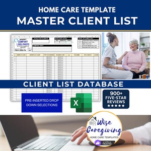 Client List Template: Home Care Agency Customer Tracker | Excel Template, Fully Editable, Printable