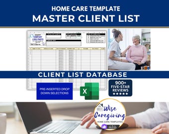 Client List Template: Home Care Agency Customer Tracker, Excel Template, Editable, Printable