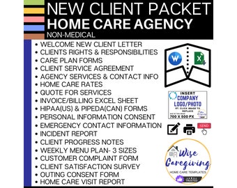 Home Care Provider Client Packet, Professional Editable Templates, Personal Care Agency Clientele Forms, Compliance Documents, Insert LOGO