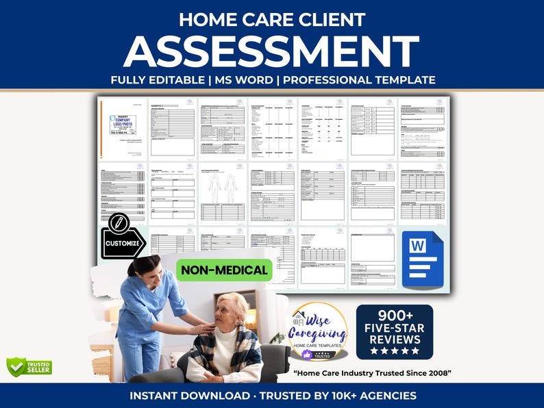 Home Care Client Assessment Form: Fillable and Editable Version | Non ...