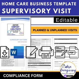 Home Care Supervisor Visit Form Template, Personal Care Agency Client Services Assessment, Employee Performance Evaluation Document, Print