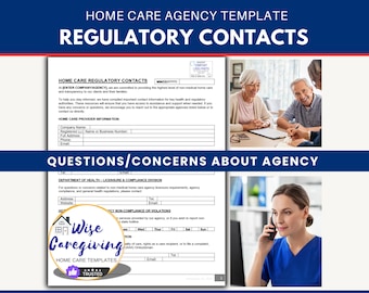 Home Care Agency Regulatory Contacts Template: Caregiver Reference Sheet | MS Word
