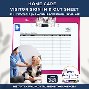 Home Care Staff Entry and Exit Log Template: Front Entry Visit Form | MS Word