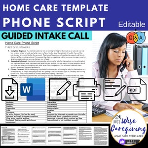 Home Care Call Script Template, Incoming Calls from Potential Clients, Phone Conversation Guide, Inbound Customer Questions and Responses