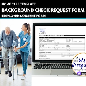 Home Care Employee Background Check Request Form, Professional Agency Staffing Form Template, Insert Logo, MS Word Document, Printable