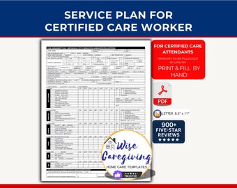 USA Caregiver Service Plan Template: Certified Attendant Tasks (PDF)